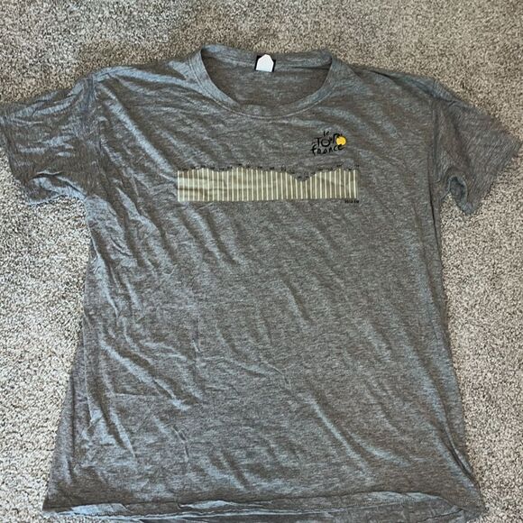 2017 Tour de France map back racing cycling bike race t shirt elevations XXL/L - Picture 1 of 7